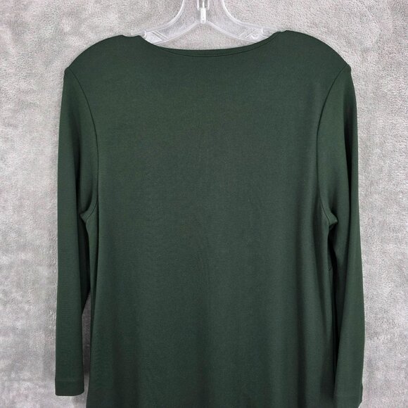J Jill Ponte Knit Shift Dress S Dark Forest Green 3/4 Sleeve Pockets Stretchy - Picture 9 of 11
